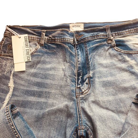 KDNK Comfort Stretch Distressed Moto Denim Jeans - Picture 9 of 16